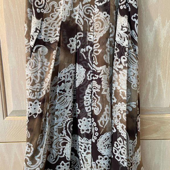 Jones New York Brown Print Silk Pleated Skirt Size 10 - Picture 2 of 3
